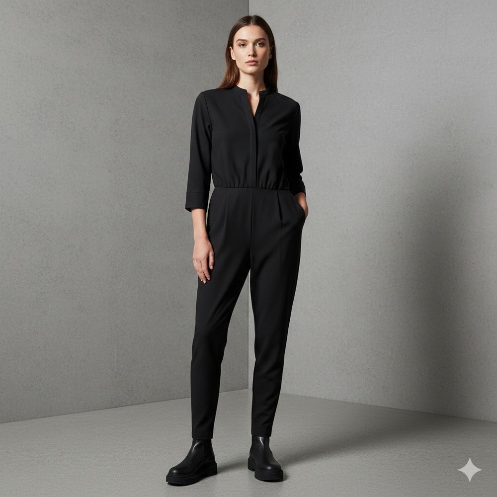 Isabel Marant Jumpsuit Womens 42 US 10 Black Long‎ Sleeve Straight Leg Button